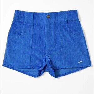 Hammies Women's Retro Style Corduroy Elastic Waist Shorts Blue Size 32